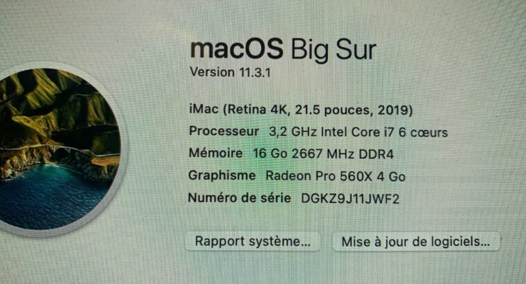 iMac 2019 21,5 4K Retina i7 3,2 GHz 16GO