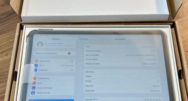 iPad Pro 11″ – 256Go – remplacé à NEUF non déballé