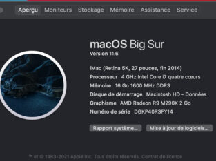 iMac 5K 27′ fin 2014 SSD 1To – 16Go RAM