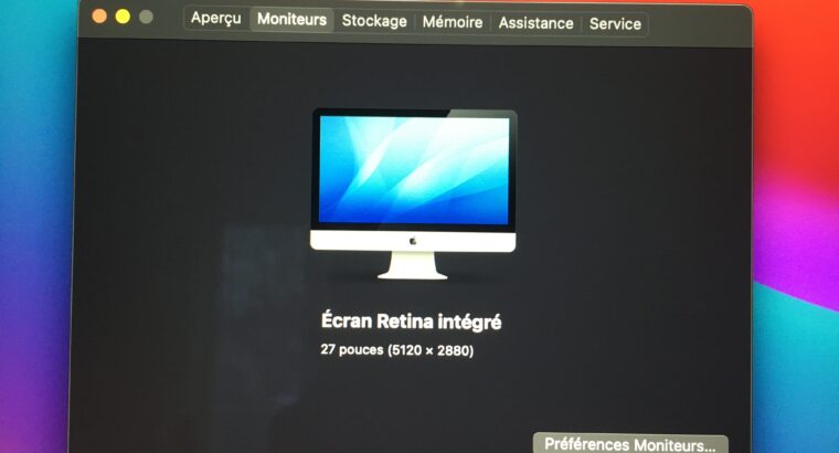 iMac 27″ Retina 5K – Core i7 4Ghz – SSD 1To – 32Go