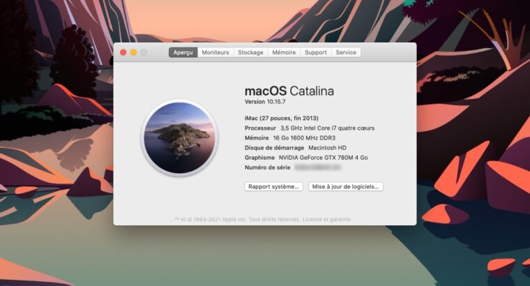 iMac 27′ Core i7 / 16 Go / 3 To (fin 2013)