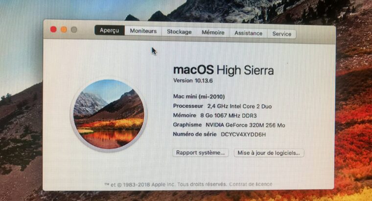 vends Mac Mini mi-2010. 8Go intel core 2 duo