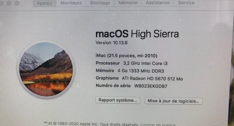 iMac (mi 2010) 21,5 pouces Intel Core i3