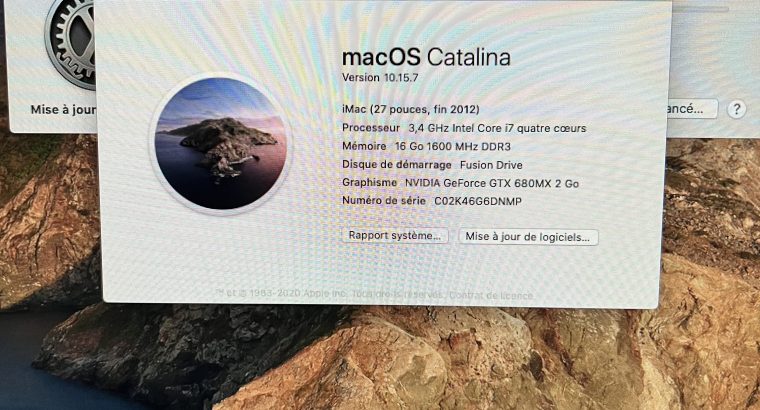IMac 27, Core i7-3,4Ghz, 16Go, 3To Fusion Drive