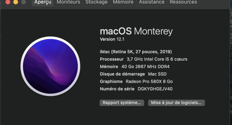 iMac 27 5K Radeon pro 580X 1to SSD