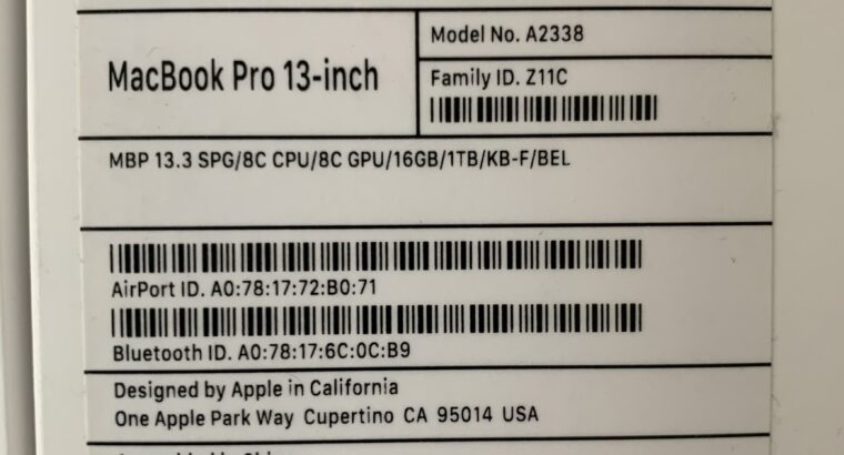 MacBook Pro 13 M1 SSD 1To 16Go