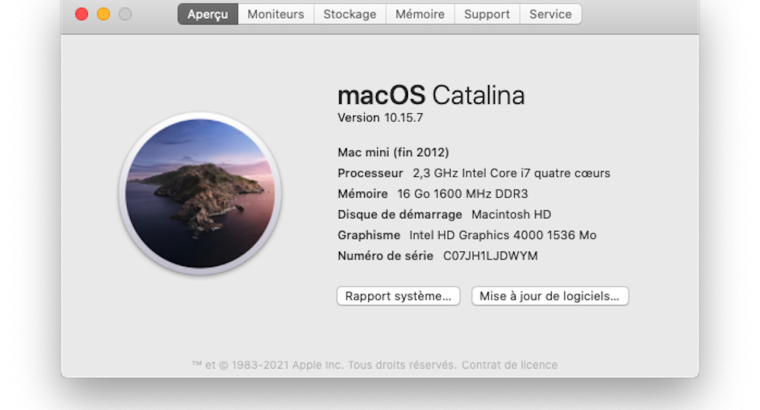 Mac mini i7 2.3 ghz 16go RAM