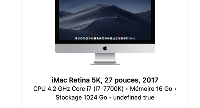 iMac 27″ 5K 2017 – 16Go RAM/1TB SSD/Radeon Pro 580