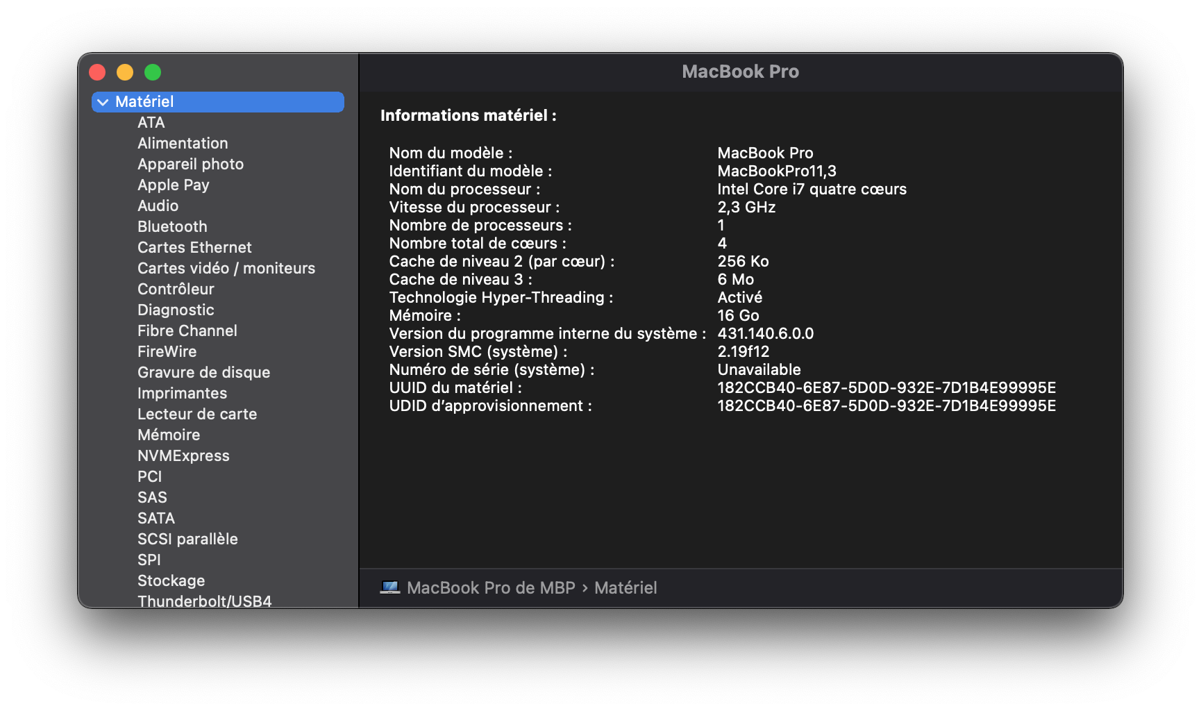 MacBook Pro 15 pouces late 2013 16Gb RAM 512GB