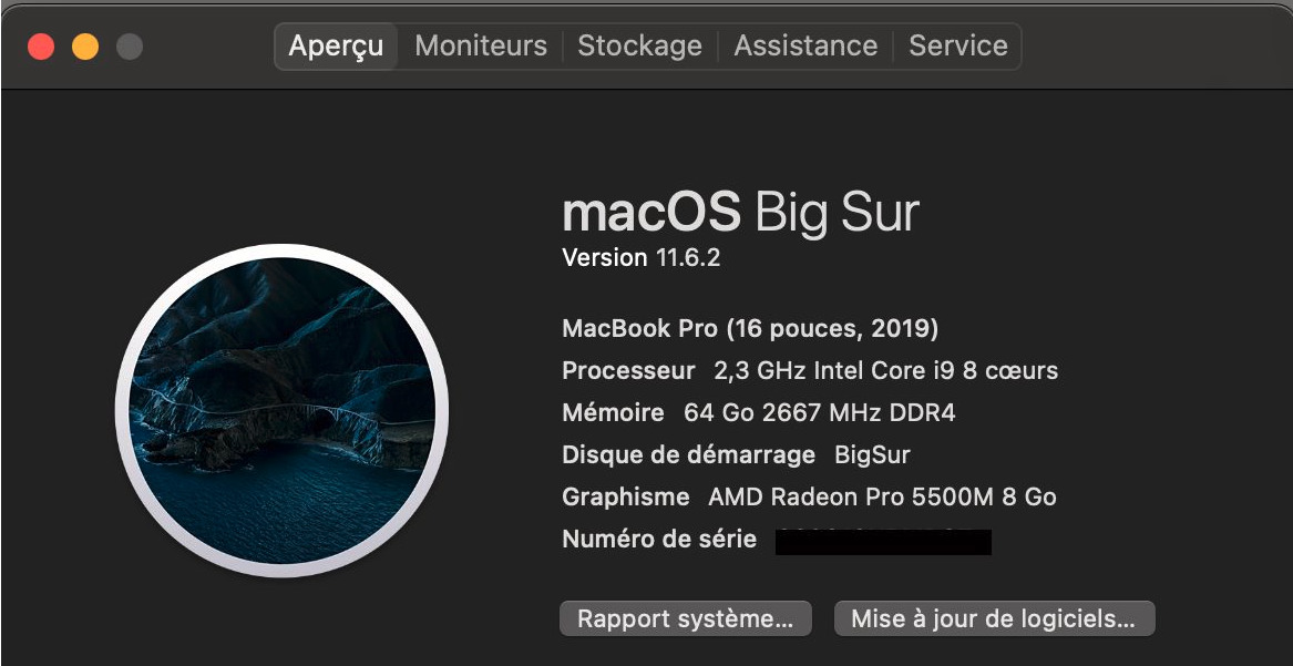 Macbook pro 16 » 2019 I9 64Go Ram mac book
