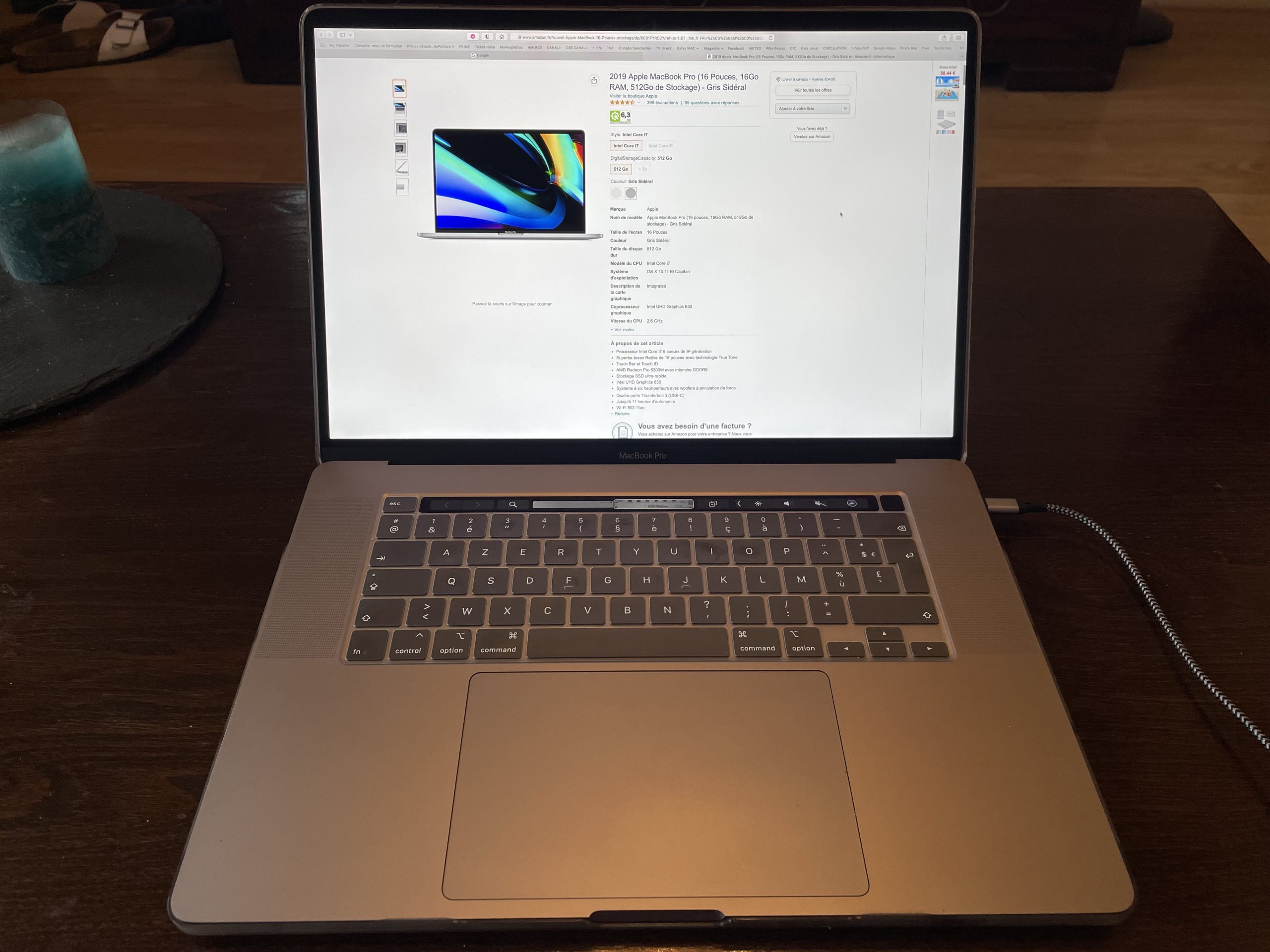 MacBook Pro 16 pouces de 2020 2,6Ghz 16Go 512G