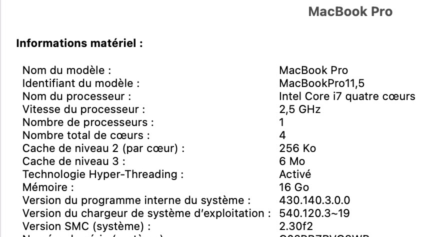 Macbook Pro 15“ 2015 config haute • BATTERIE NEUVE