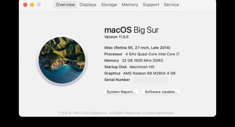iMac 27″ fin 2014 i7 RAM 32GB SSD 256GB