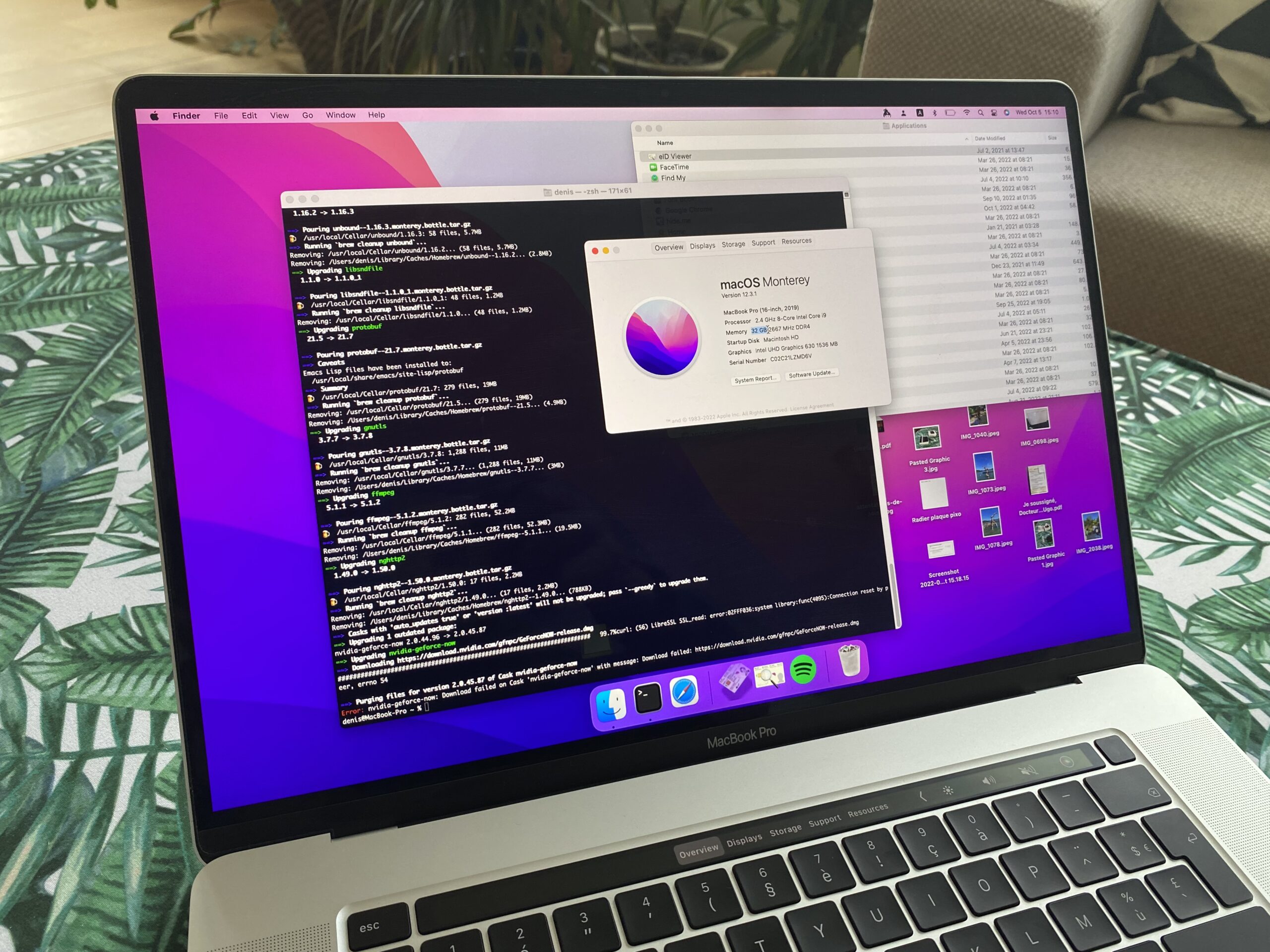 MacBook Pro 16″ pouces 32GB , Intel Core i9 8 cœur