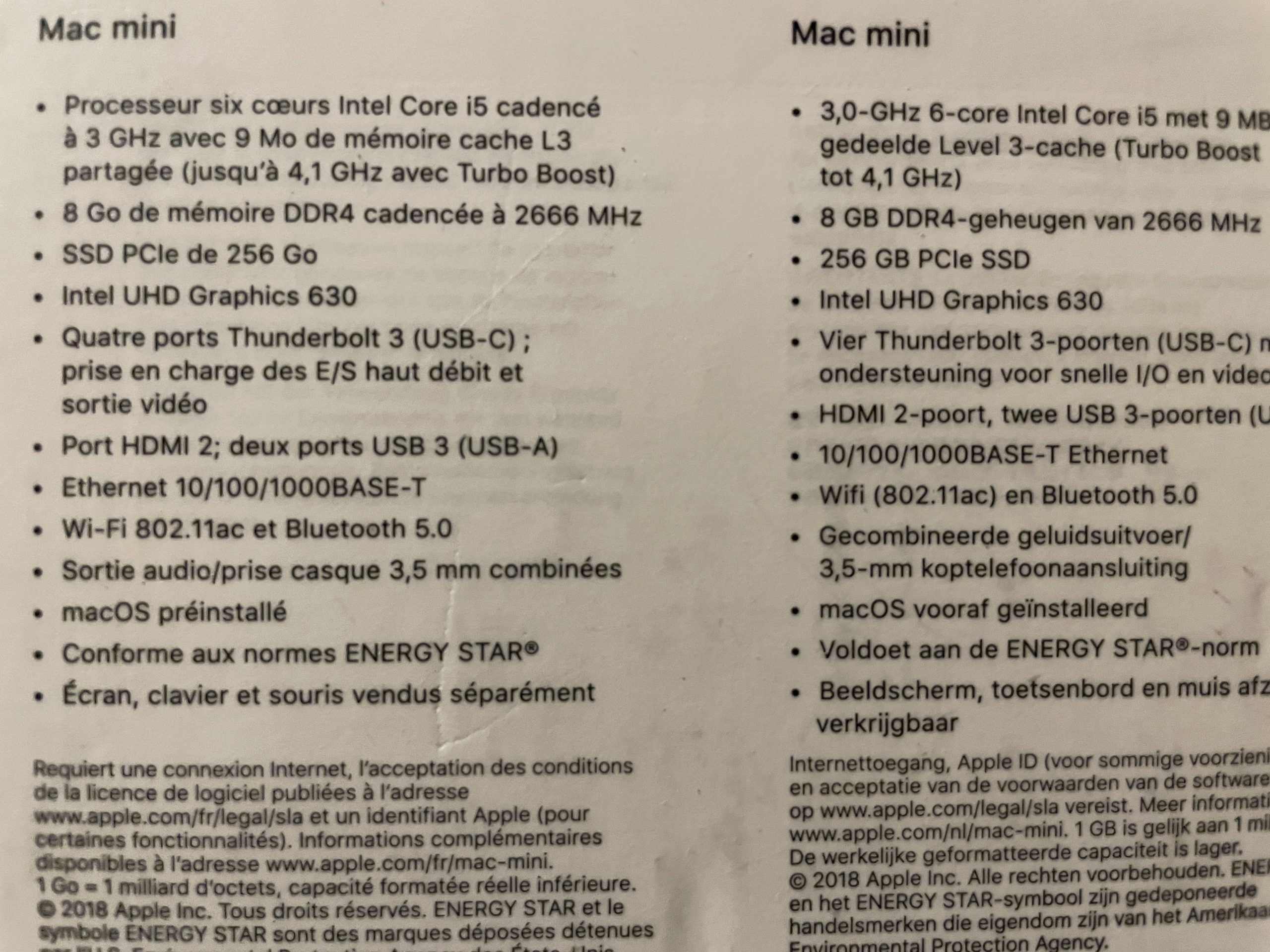 Mac Mini i5 (Fin 2018) MRTT2FN/A GARANTI 24 MOIS