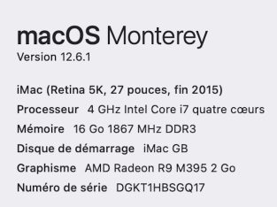 iMac (Retina 5K, 27 pouces, fin 2015)