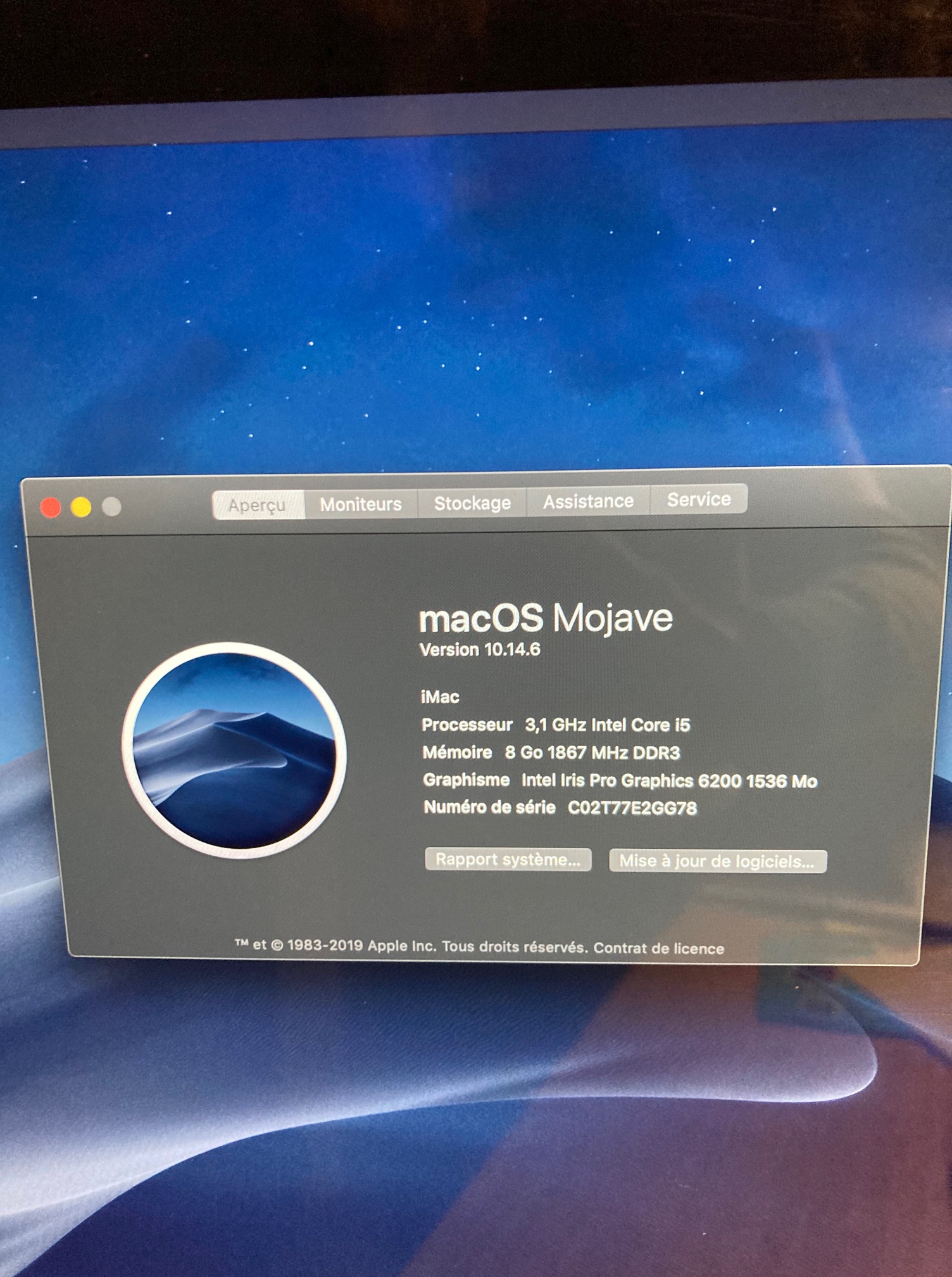 iMac 21,5″ Intel Core I5 -mi-2015 – 8 Go RAM – 1To