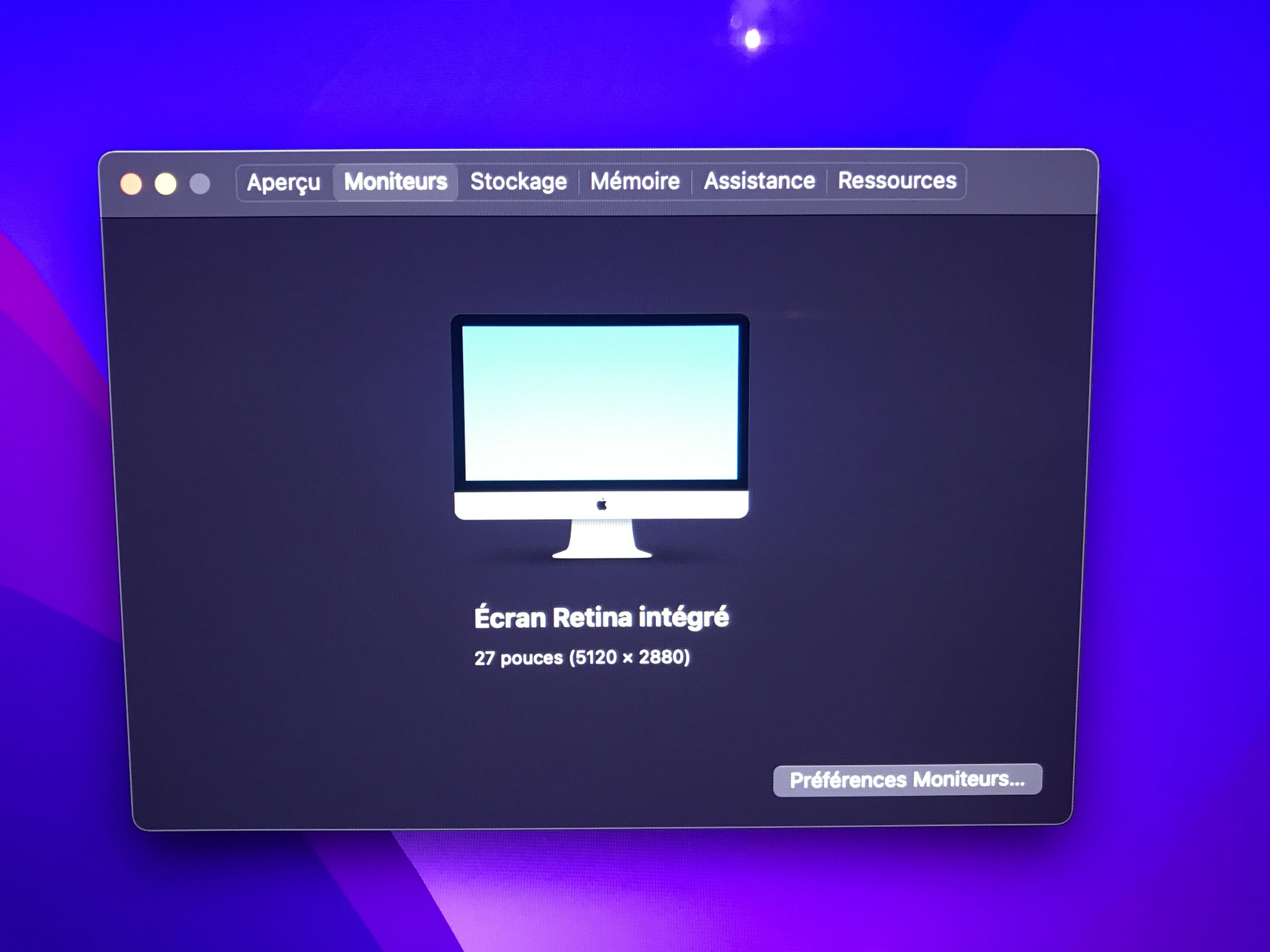 iMac 27″ Retina 5K QuadCore i5 FD 2To RAM 16Go