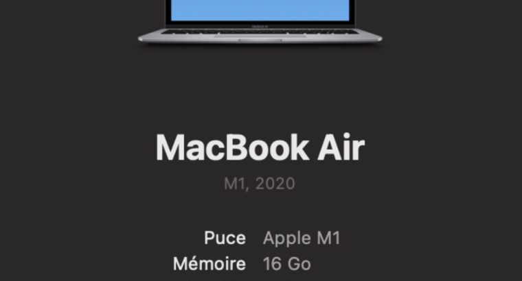 macbook air M1, 16Go RAM, 512Go SDD