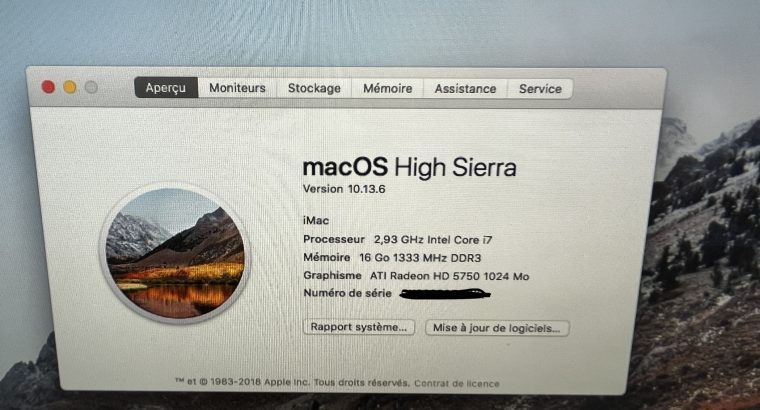 iMac 27 » – i7 – 2.93Ghz – 16 Gb RAM