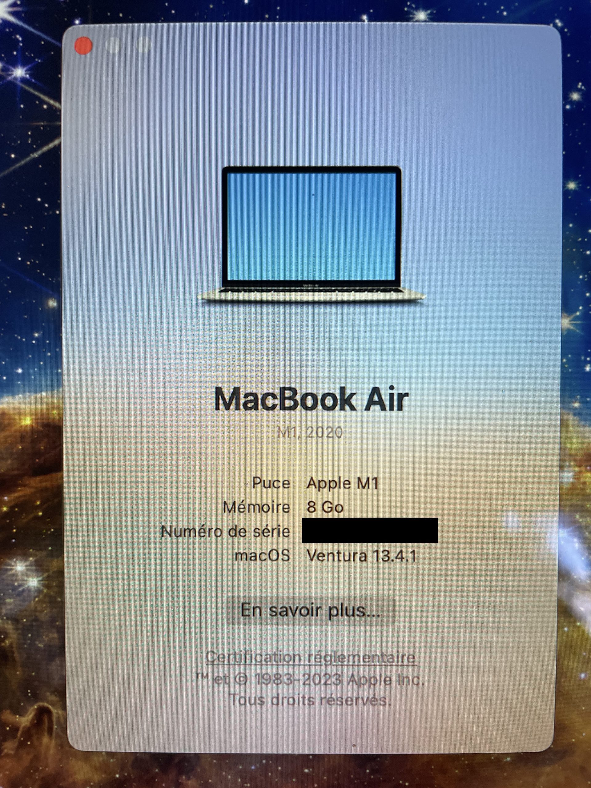 Macbook Air M1 8Go/256Go Argent