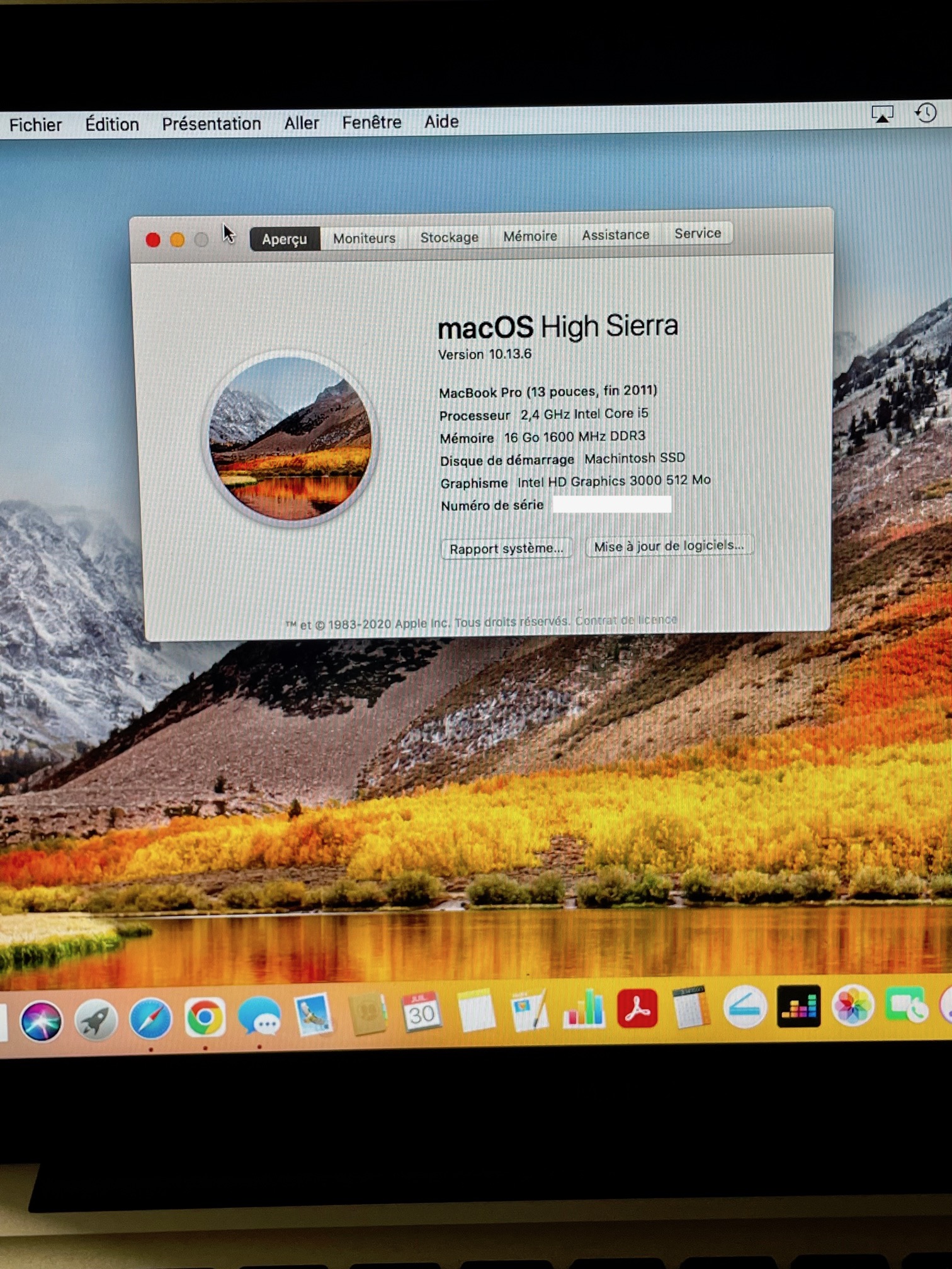Macbook Pro 13 pouces fin 2011 16 Go de RAM // 2 D