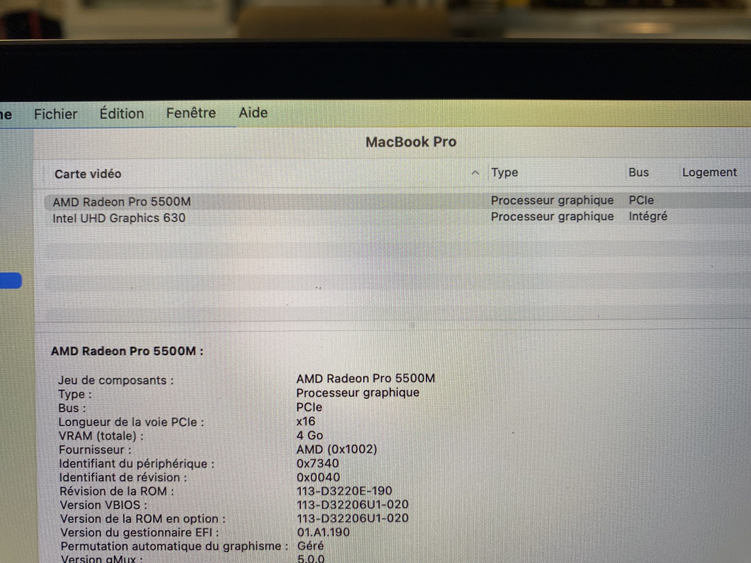 Macbook Pro 16″ i9 2.3Ghz 32Go 1To SSD