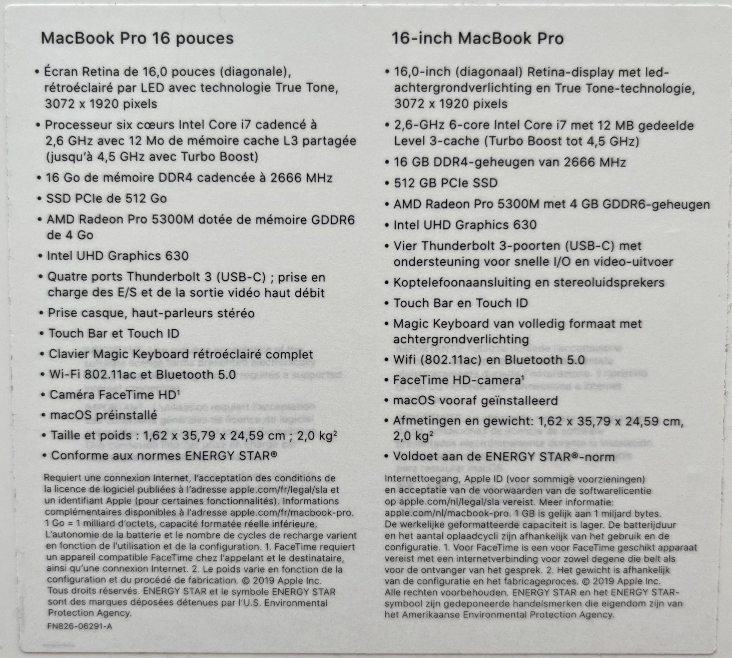 MacBook Pro 16 i7 16Go 512SSD