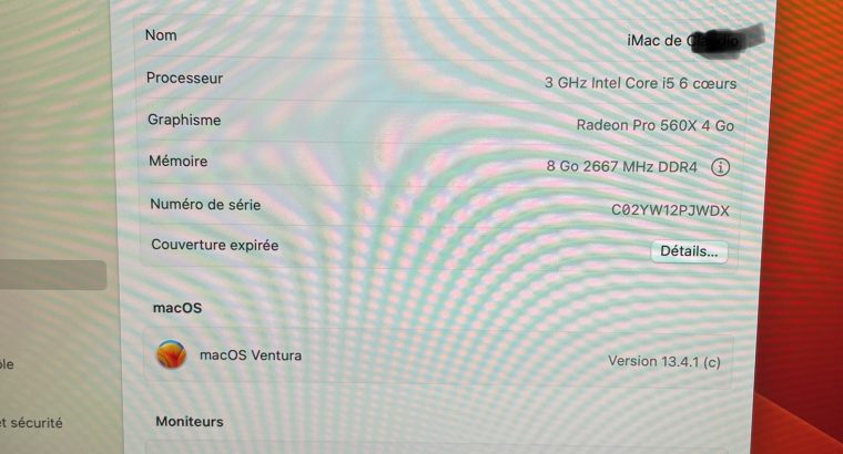 iMac 21,5 pouces 2019 Rétina 4K