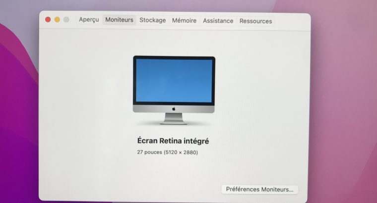 iMac 27″ Retina 5K 2017 – Core i5 – FD 1To – 16Go