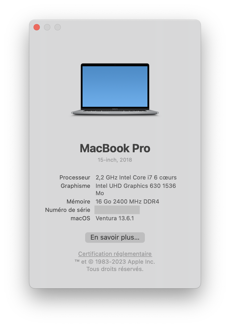 Macbook Pro 15 2018 comme neuf