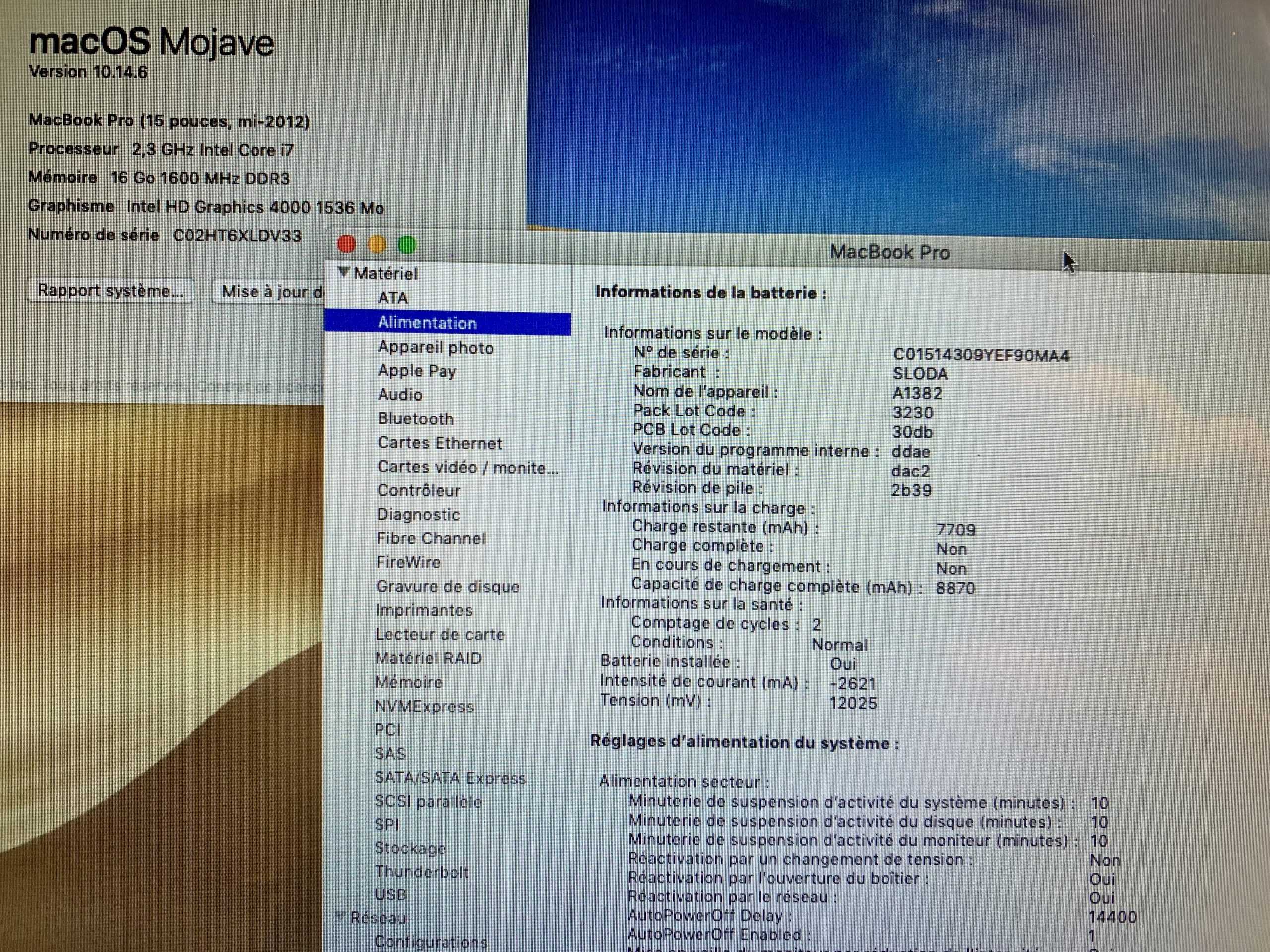 MacBook Pro 15 » i7 2.3Ghz 1To 16 Go mi-2012
