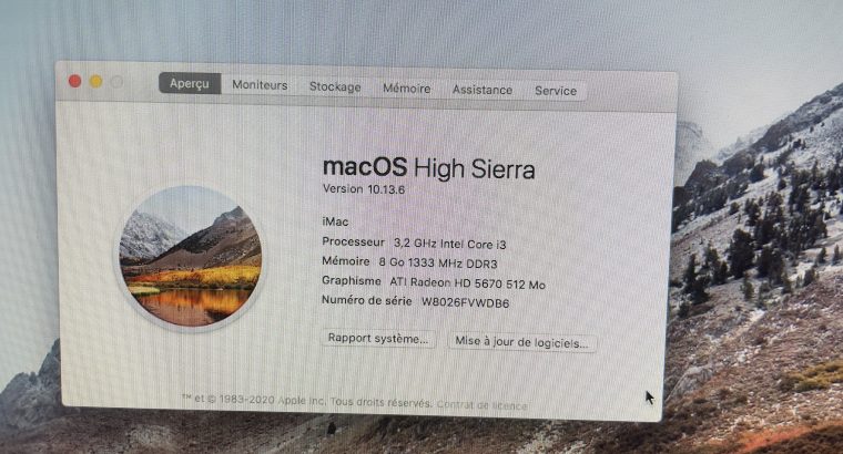 Apple iMac 27″ i3 / DD 1To / RAM 8Go