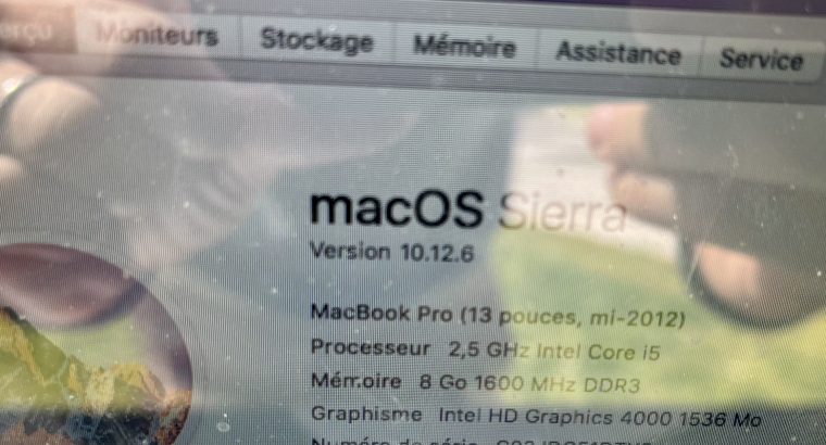 MacBook Pro 13 pouces, 500 Go SSD, 8 Go RAM DDR3