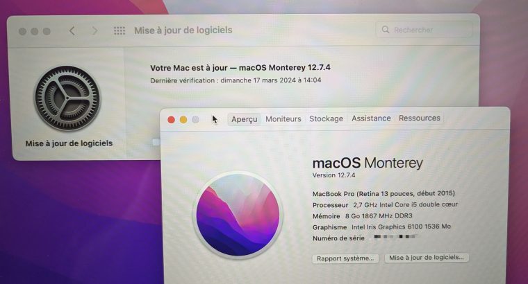 MacBook Pro écran Rétina 13 pouces début 2015